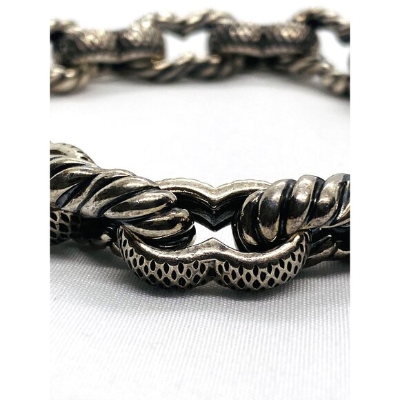 David Yurman Sterling Silver 925 18K 750 Texture Bracelet 9" - Picture 14 of 15